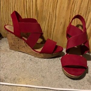 Red American Eagle Wedge Shoes